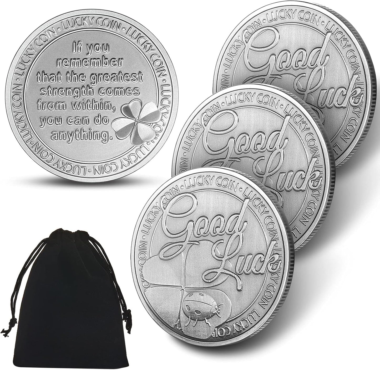 Hicarer Lucky Coins set featuring four-leaf clover design and silver finish
