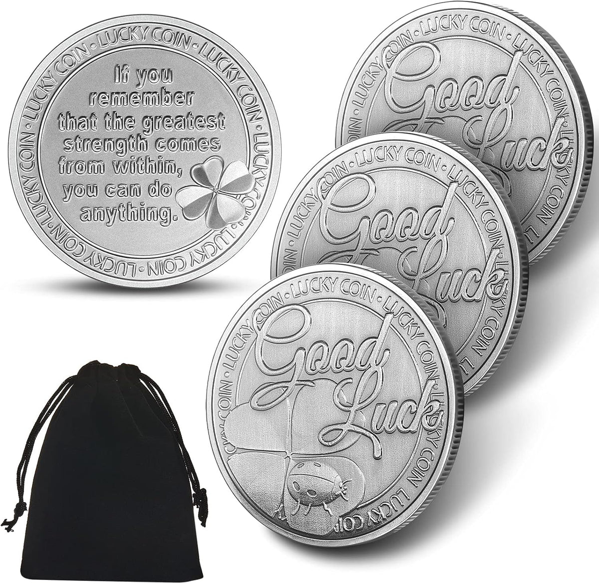Hicarer Lucky Coins set featuring four-leaf clover design and silver finish