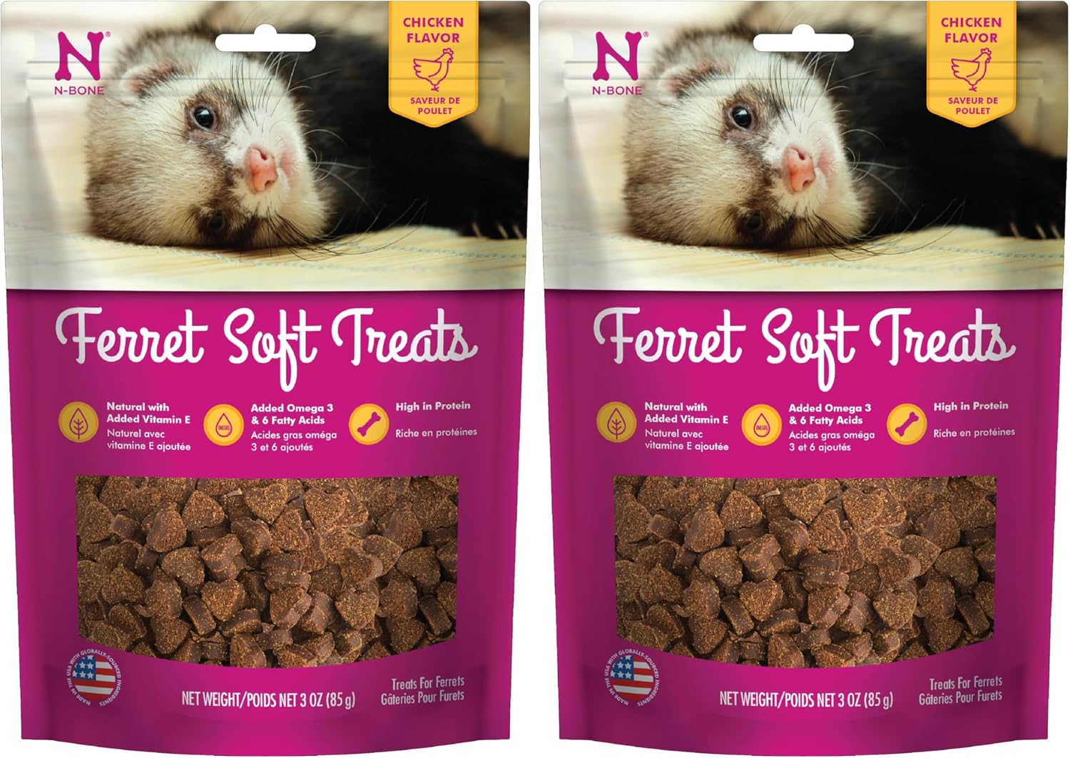N-Bone premium import ferret snack packaging angle