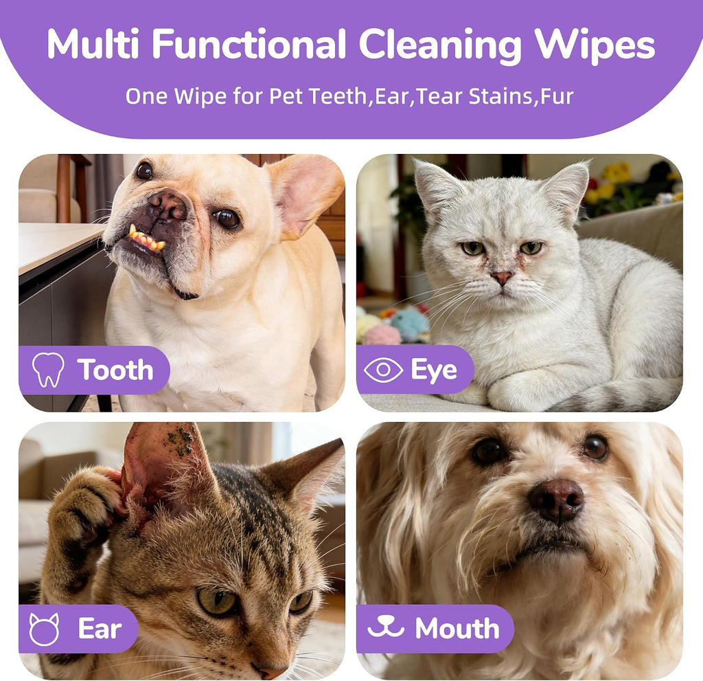 Dog Eye Wipes, 120 Count Cat Eyes Cleaning Wipes Gentle Pet Tear Stain Remover, Hypoallergenic Puppy Dogs Eye Wash Cleaner for Debris Discharge Mucus, Vet Recommended Aloe Chamomile Pets Wipe Pads - Image 9