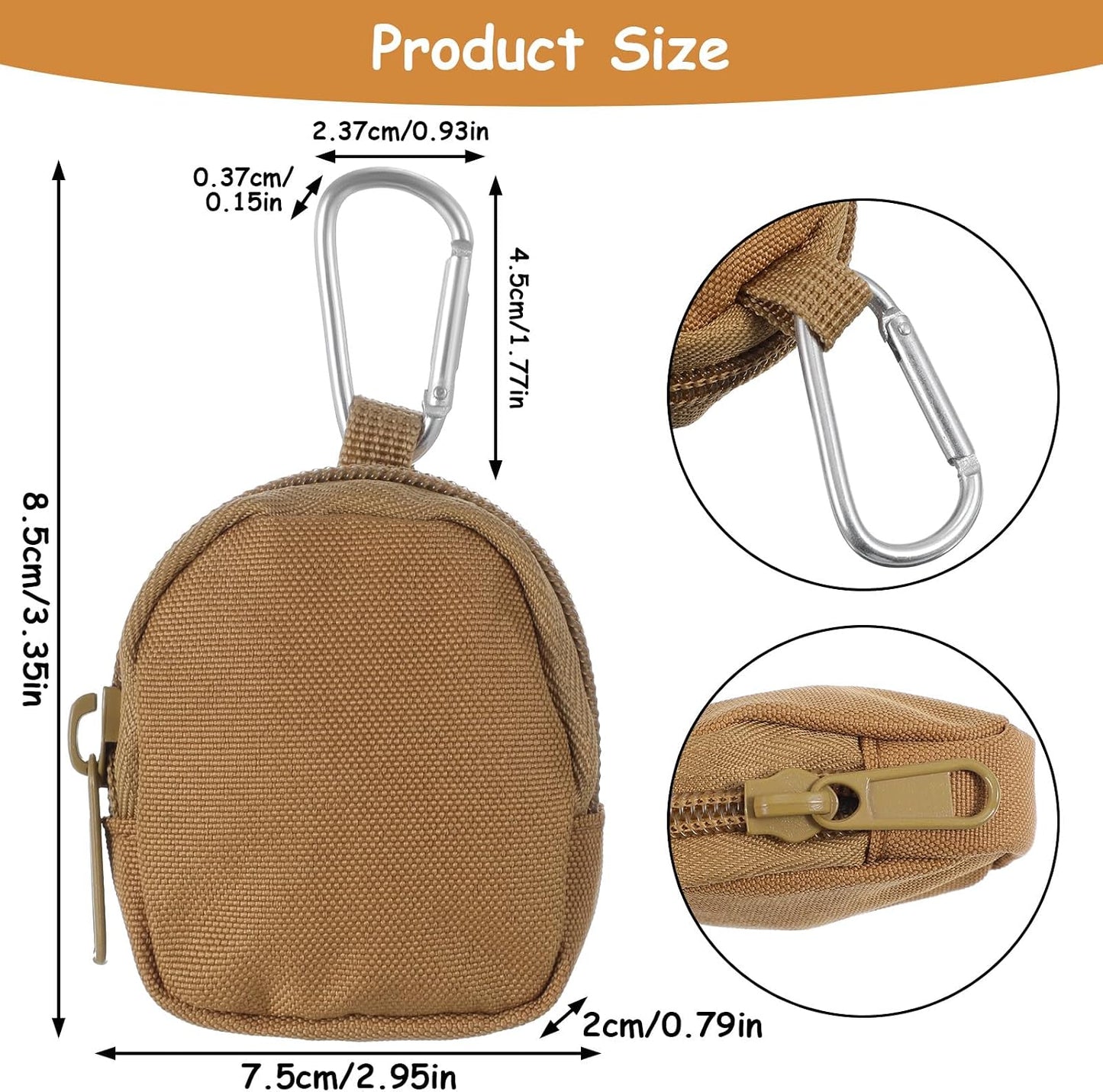 Close up of Tucnoeu dog treat pouch showing durable metal zipper