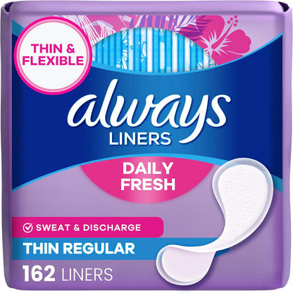 Always Daily Fresh Thin Panty Liners 162 count jumbo pack front view