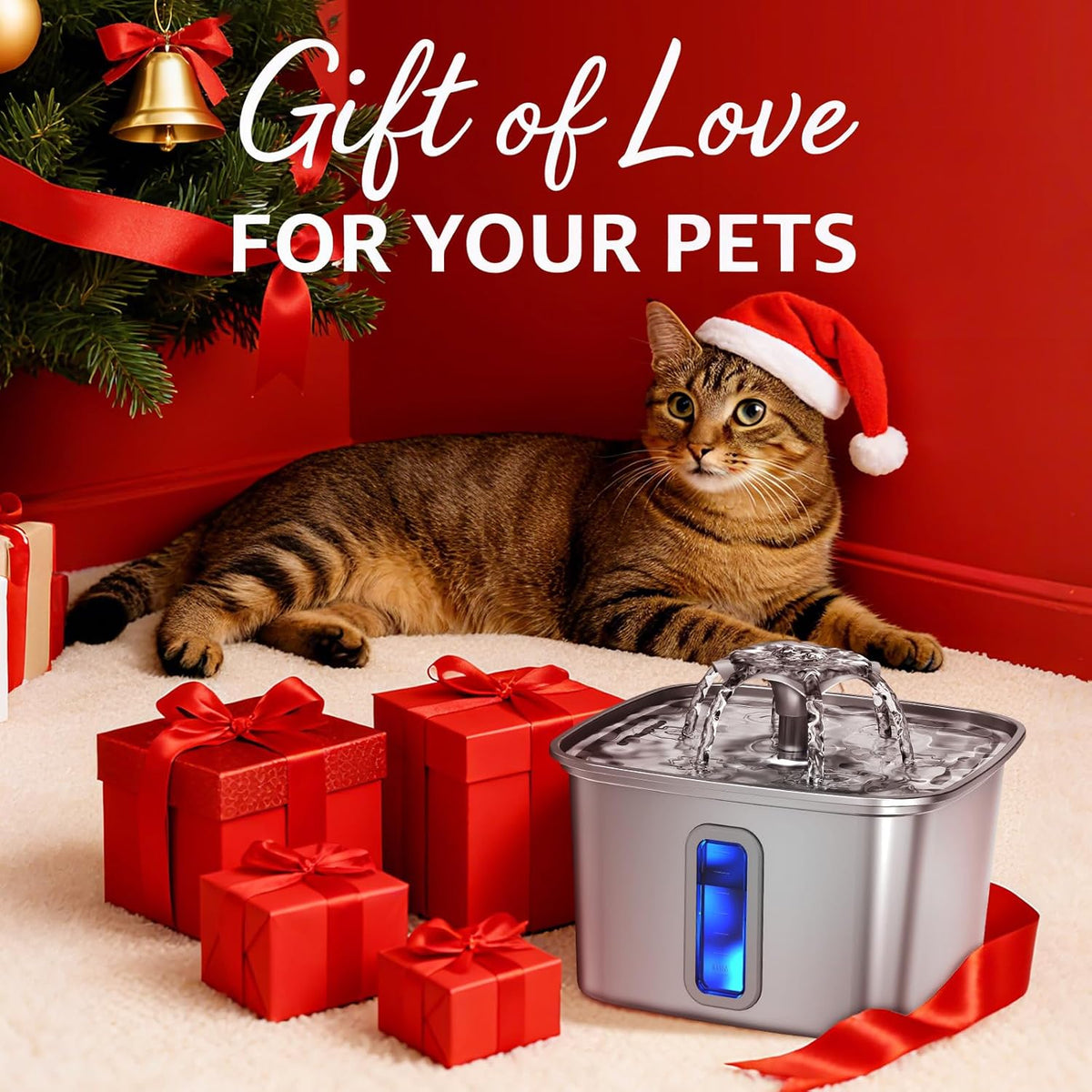 Veken Innovation Award Winner Stainless Steel Cat Water Fountain, 108oz, C1 - Image 9