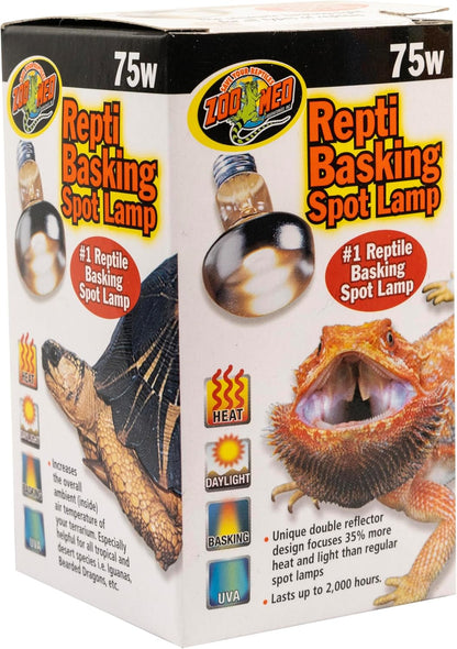 Zoo Med Repti Basking Spot Lamp side profile highlighting patented double reflector design