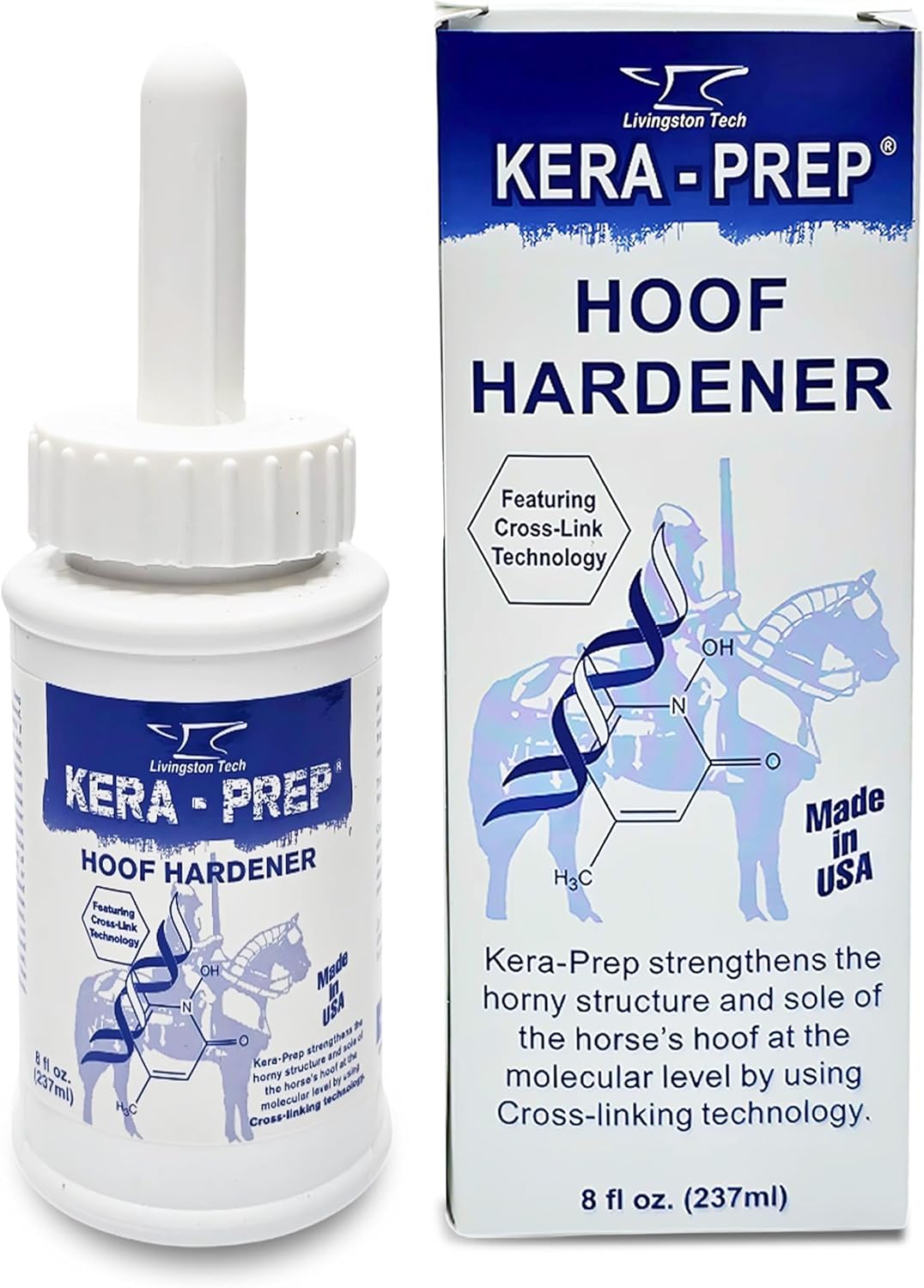 Livingston Tech Kera Prep Hoof Hardener front view horse hoof care formula