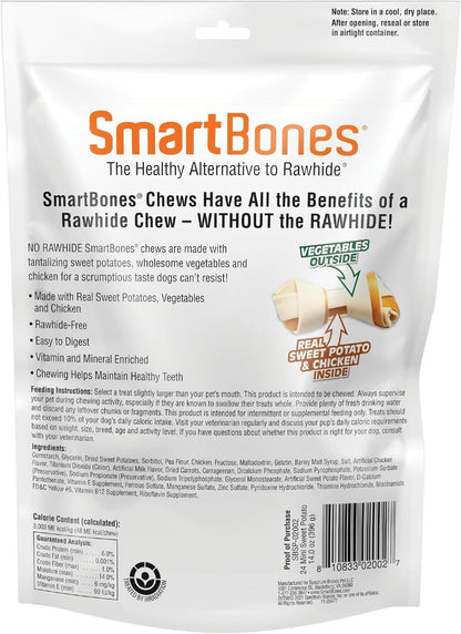 SmartBones sweet potato and chicken dog bones inside contents view for small dogs