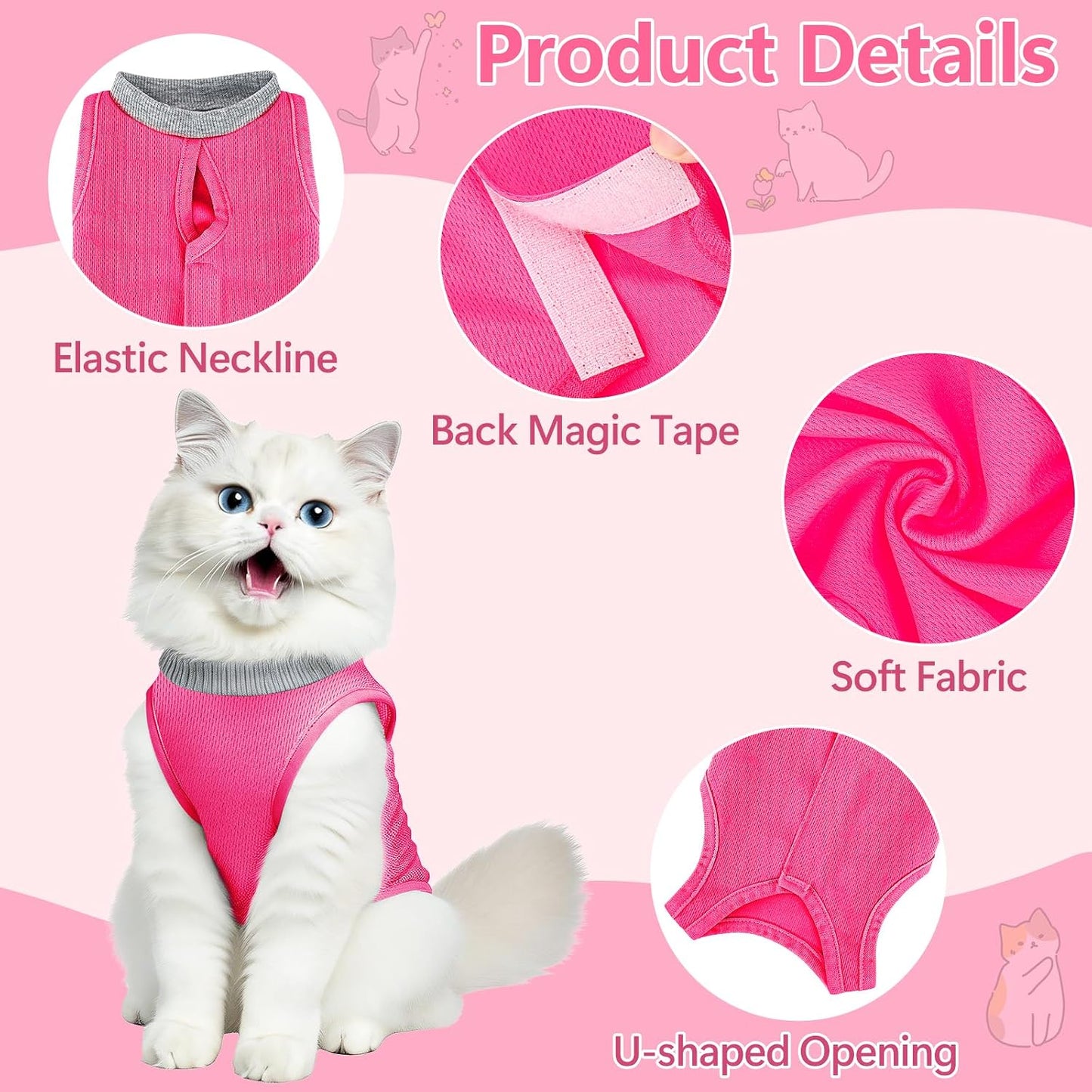 Cat wearing Coppthinktu surgical recovery suit side profile