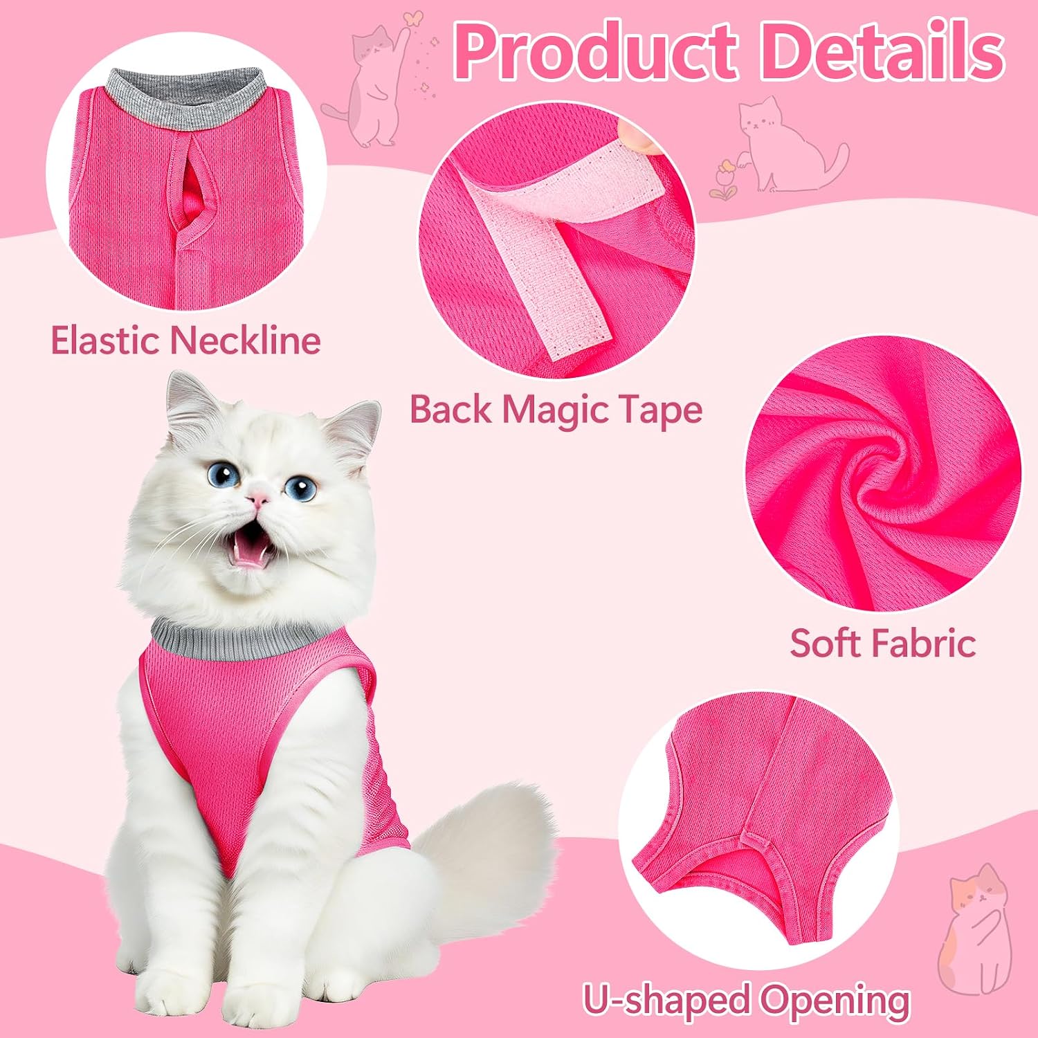 Cat wearing Coppthinktu surgical recovery suit side profile