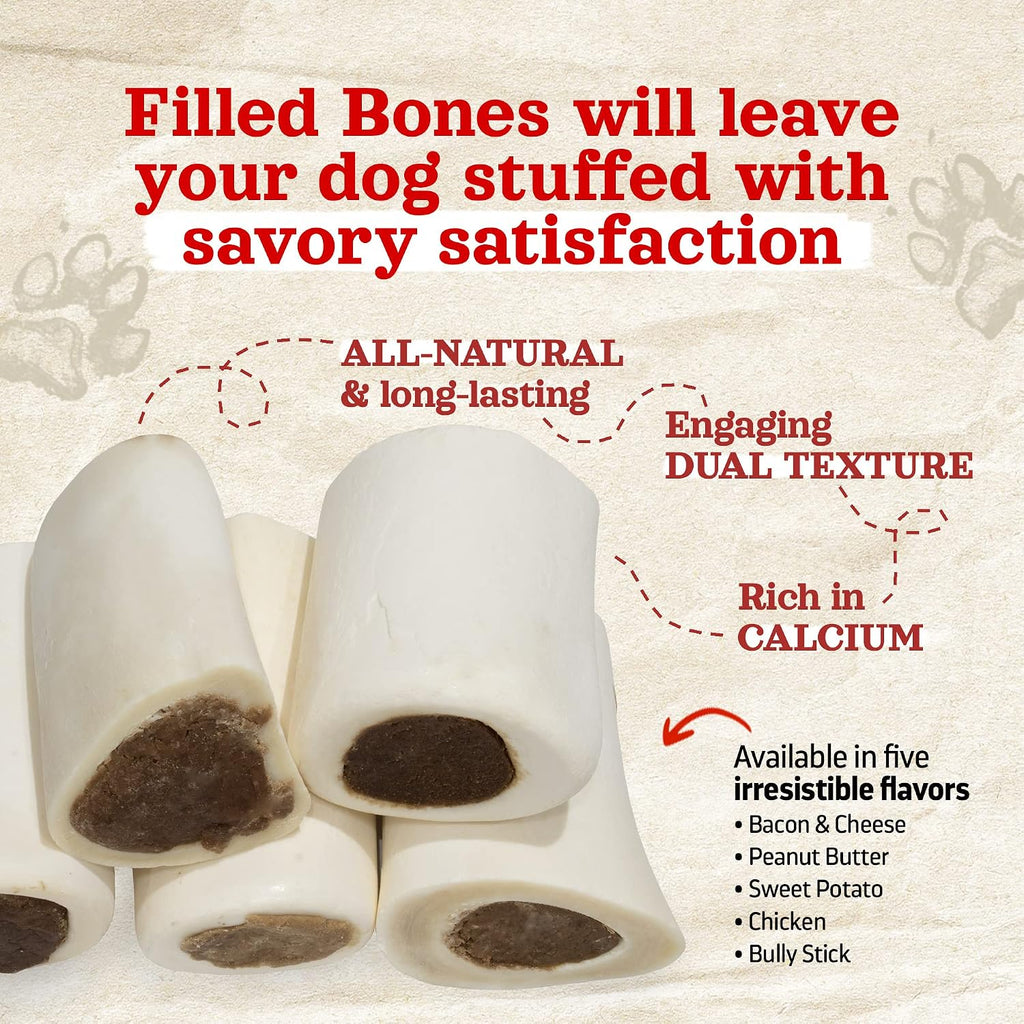 Natural Farm dog bones with peanut butter filling close up