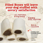 Natural Farm dog bones with peanut butter filling close up