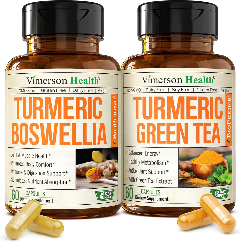 vimerson boswellia turmeric green tea supplement bundle bottles