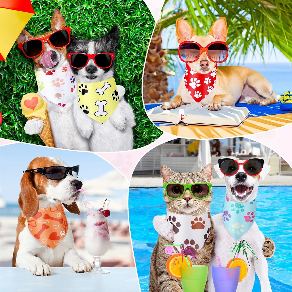 Vibrant breathable dog bandanas suitable for small medium and large pets