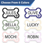 GoTags durable weather resistant metallic dog tag attached to a classic pet collar harness