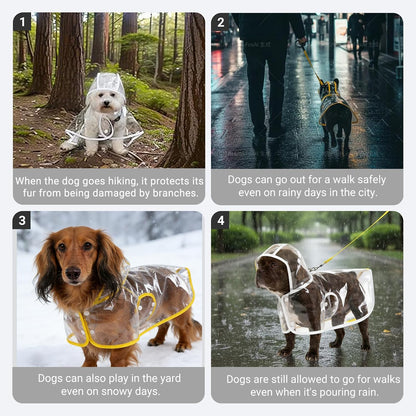 StarSnowe clear dog slicker side view demonstrating unrestricted movement and full body protection