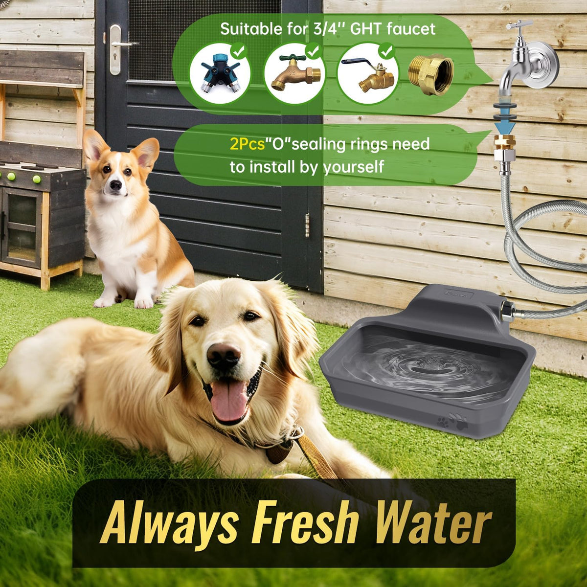 Ficuswin large dog outdoor water bowl dispenser with automatic float valve