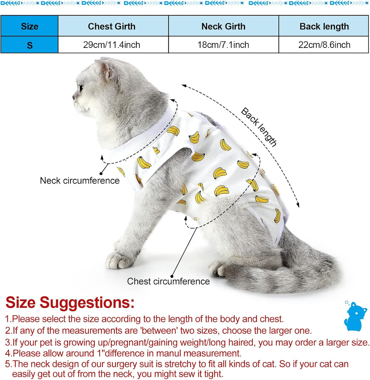 Weewooday breathable kitten body wrap showing banana pattern