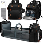 DERJUNSTAR diaper bag backpack front view in black