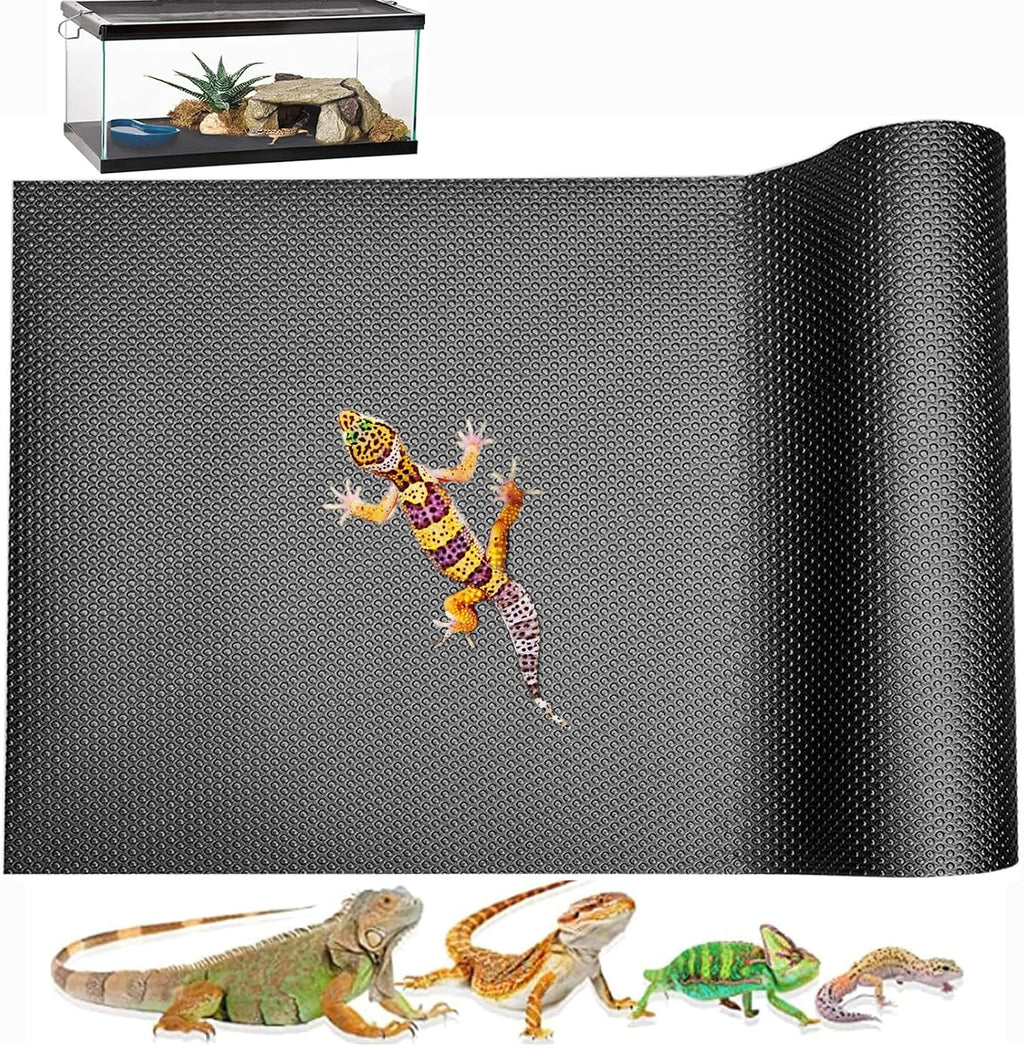 Emyssa reptile carpet front view showing textured black surface.