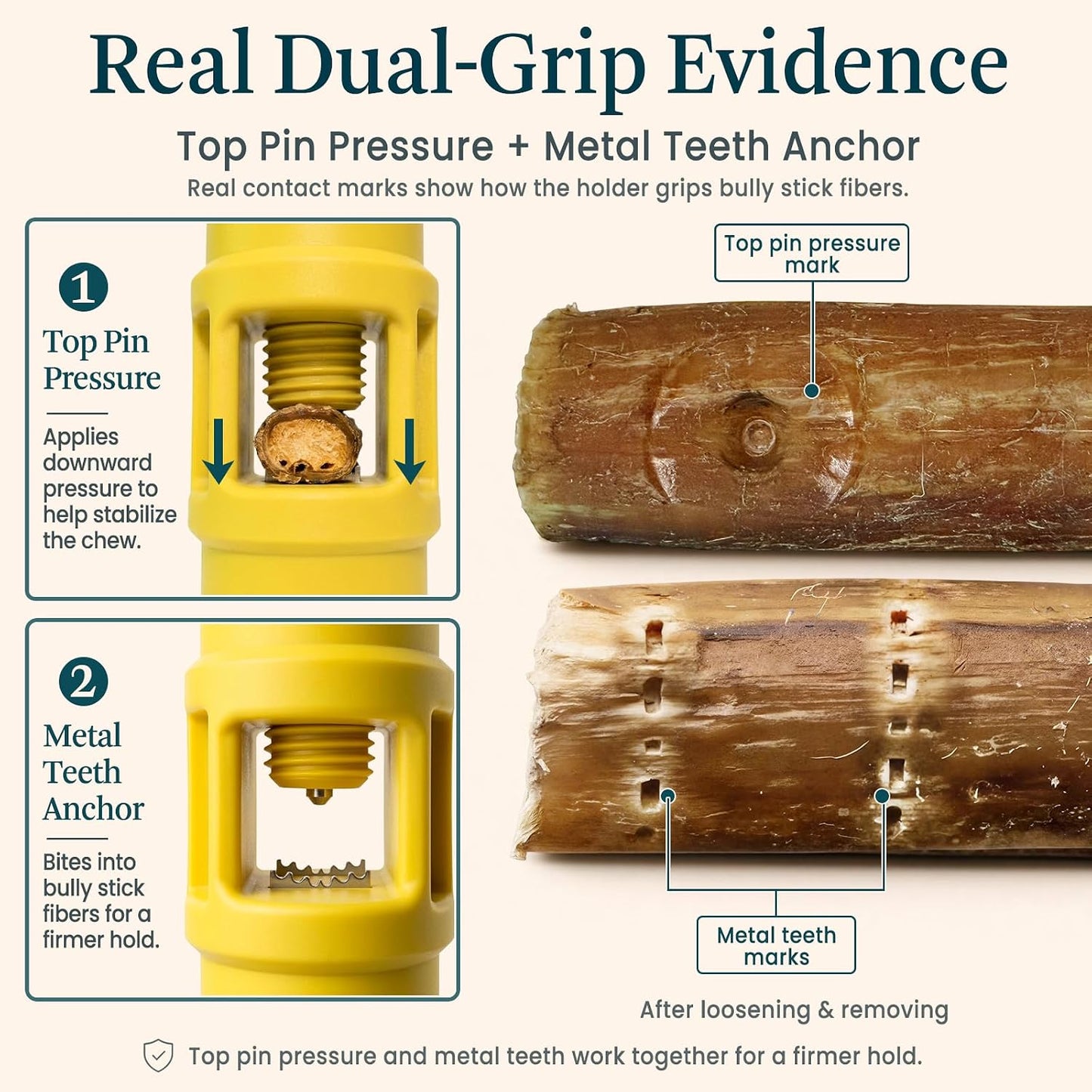 Agelux nylon bully stick holder holding a treat securely
