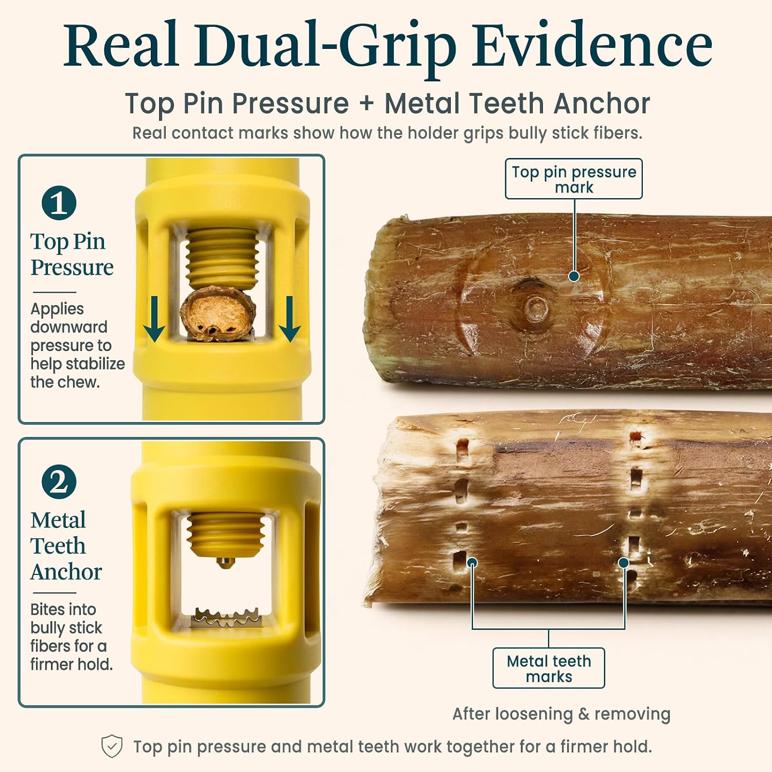 Agelux nylon bully stick holder holding a treat securely