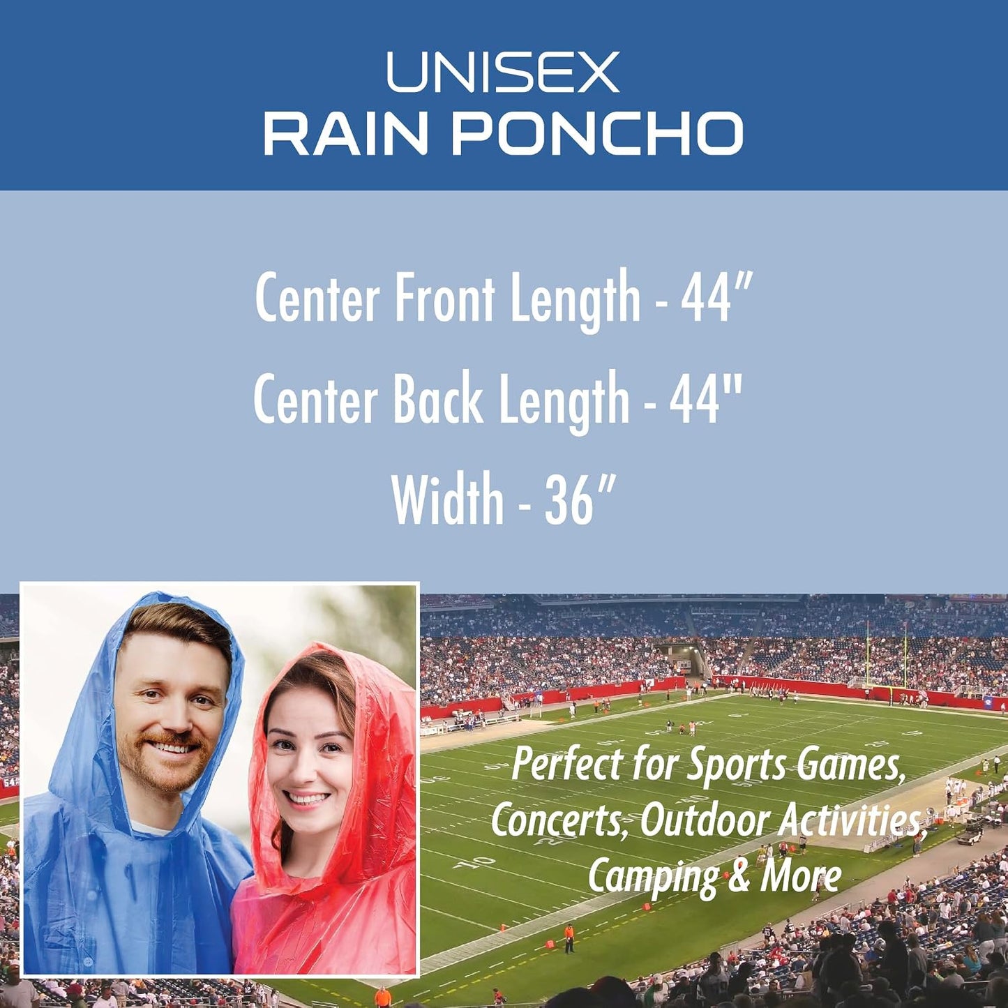 NFL Waterproof Rain Poncho for Adults, Sporty, Elastic Sleeves and Drawstring Hood, Unisex Rain Coat - Image 4