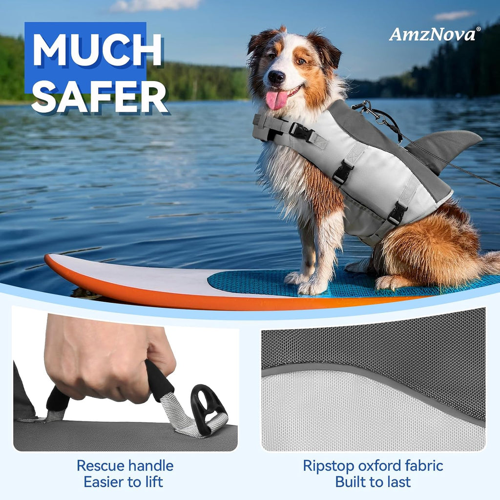 AMZNOVA high buoyancy pet life vest with shark fin