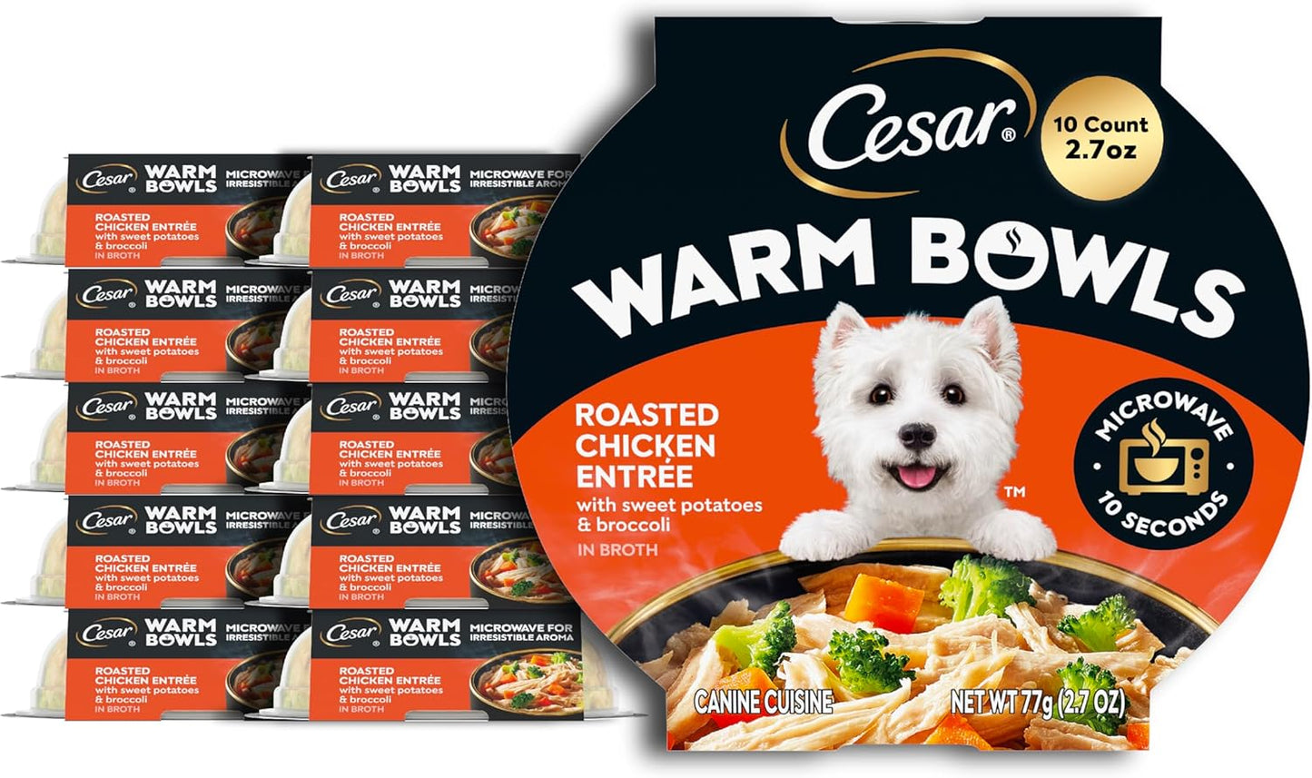 Cesar Warm Bowls Wet Dog Food Chicken & Beef Entre with Vegetables & a Hint of Cranberry in Broth, Wet Food for Dogs, 2.7 oz Bowls, 10 Count - Image 11