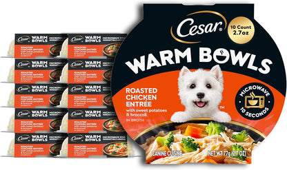 Cesar Warm Bowls Wet Dog Food Chicken & Beef Entre with Vegetables & a Hint of Cranberry in Broth, Wet Food for Dogs, 2.7 oz Bowls, 10 Count - Image 11