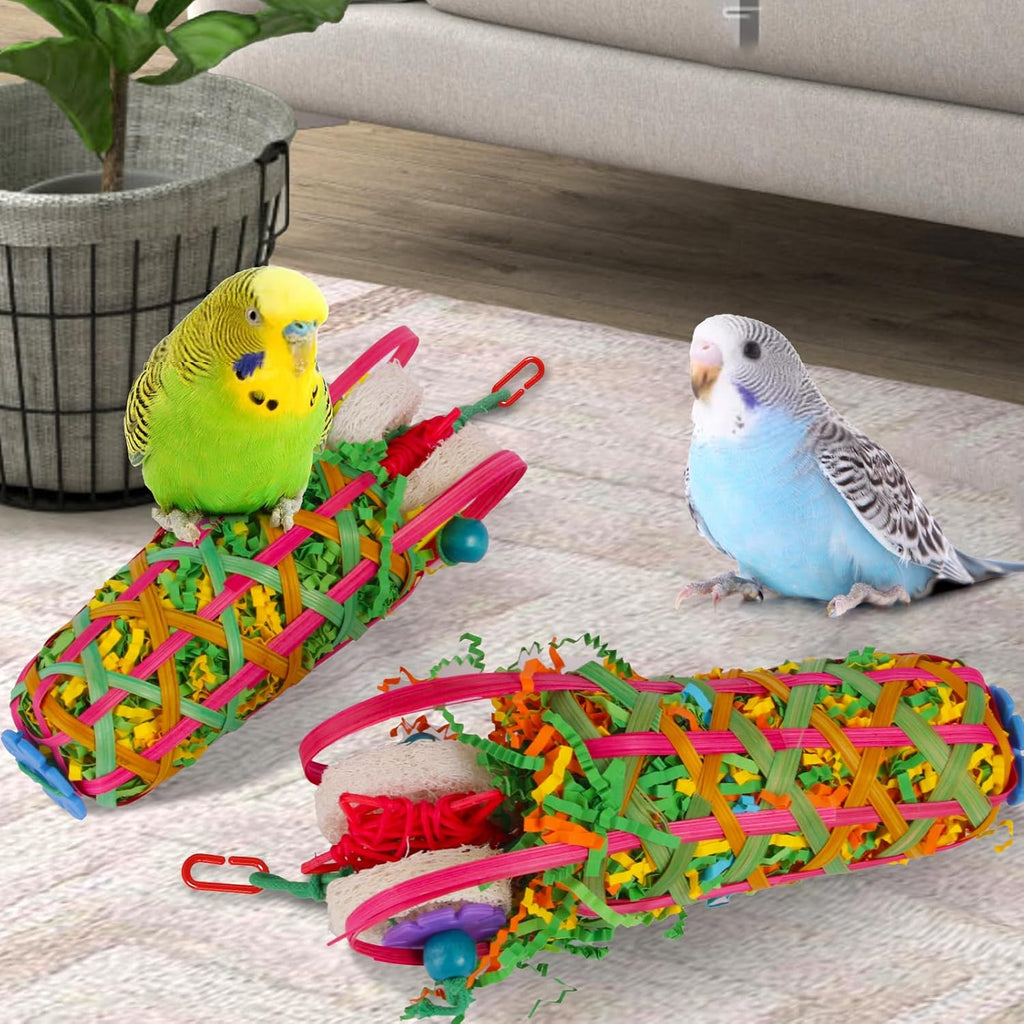 Two-pack bird cage accessories hanging in a display
