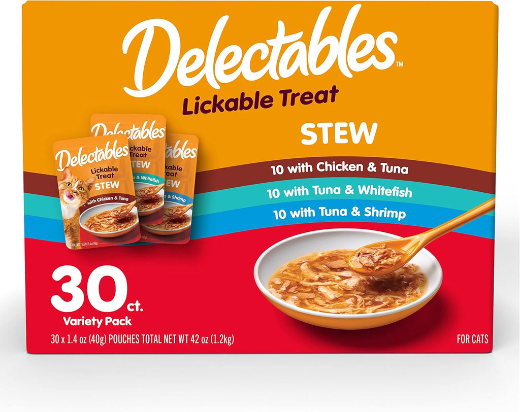 Delectables Lickable Treat Stew Wet Cat Treat Variety Pack, Food Topper, Hydrating, Grain-Free, No Fillers, No By-Products, No Added Preservatives, 1.4oz Pouch, 12ct - Image 14