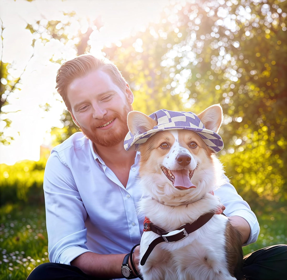 Cat wearing comfortable adjustable pet sun hat