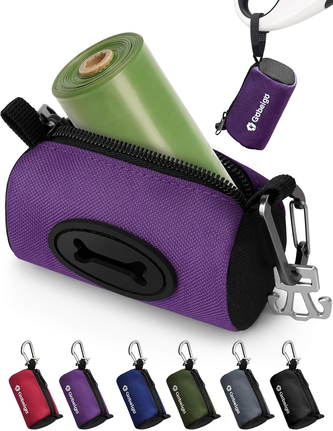 Gobeigo Dog Poop Bag Holder for Leash, Large Opening for Easy Pull Out, Doggy Poo Bag Dispenser with Used Waste Bag Carrier Suitable for Any Retractable Leash with 15 Unscented Bags (Black) - Image 9