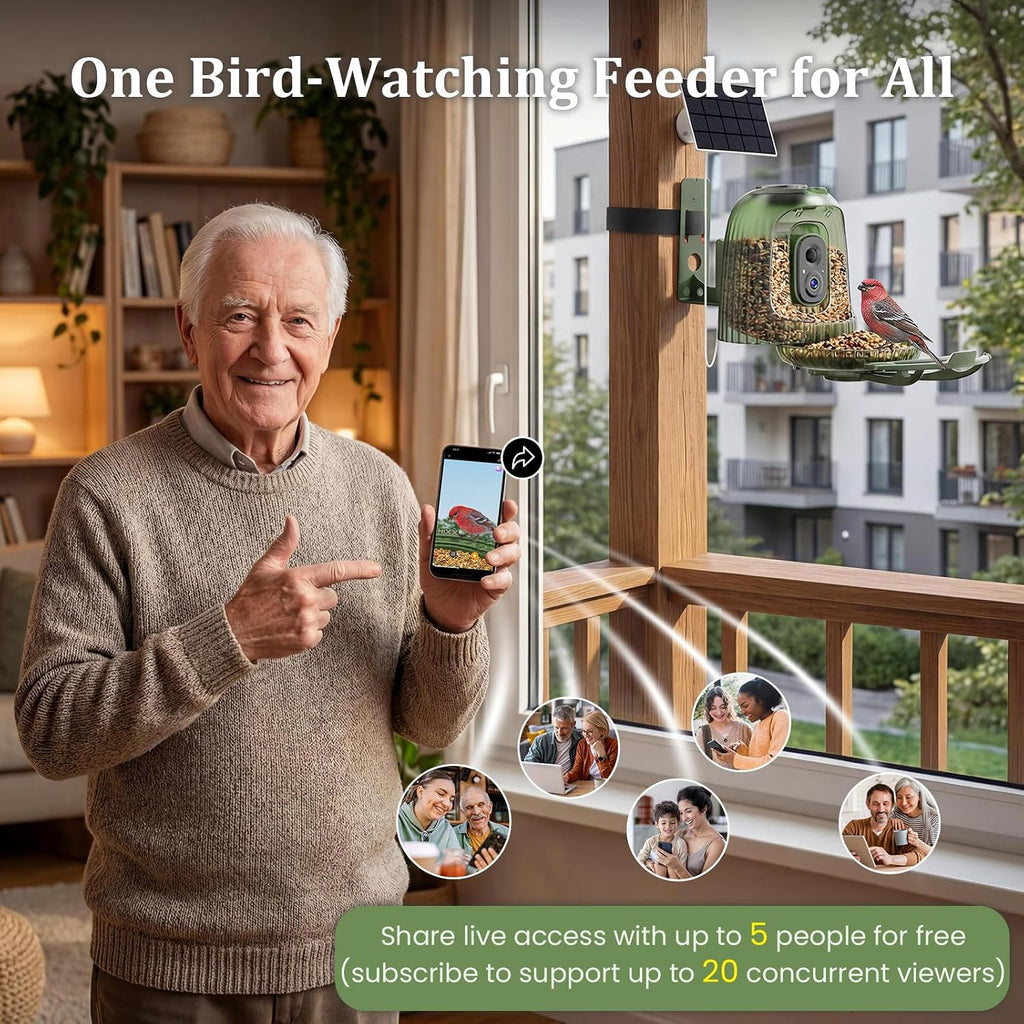 Smart Bird Feeder with Camera Solar Powered, Auto Capture 2.5K Videos - Image 8