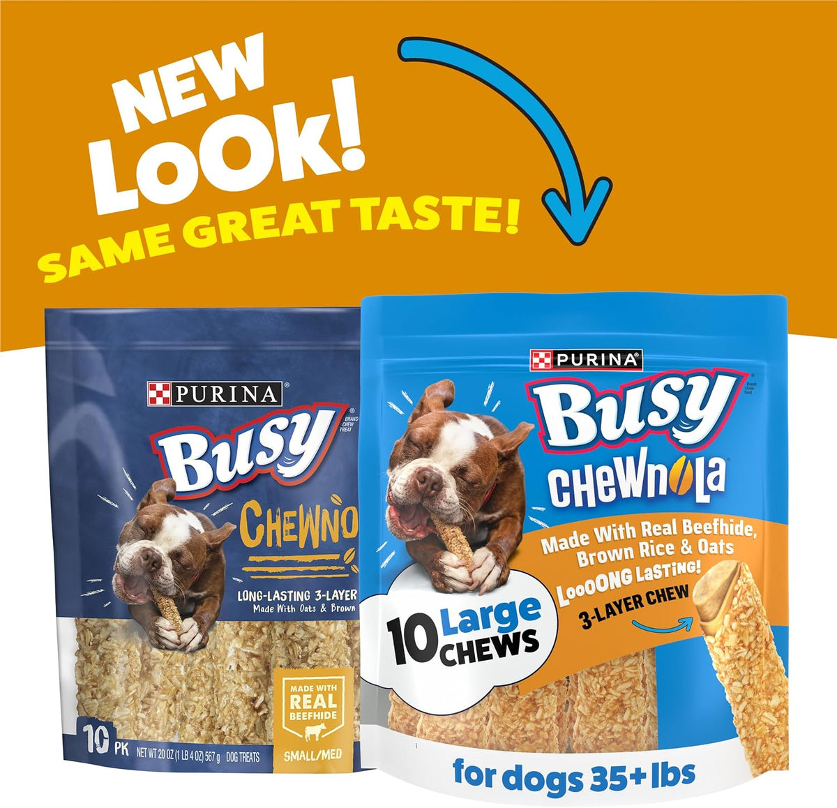 Purina Busy dog bones with oats and brown rice packaging details