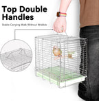 Bird Carrier Travel Cage - 304 Stainless Steel Portable Folding Bird Travel Cage with Parrot Feeder Cups & Standing Perch for Smaller Birds Conures Lovebird Cockatiel Parakeets (Green) - Image 7