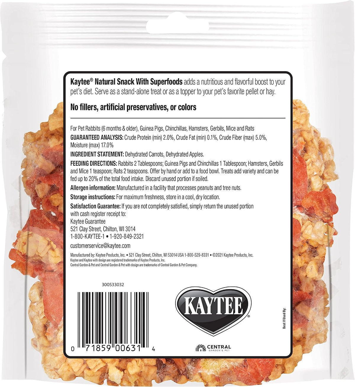Kaytee 2.5 Ounces pet snack container close up