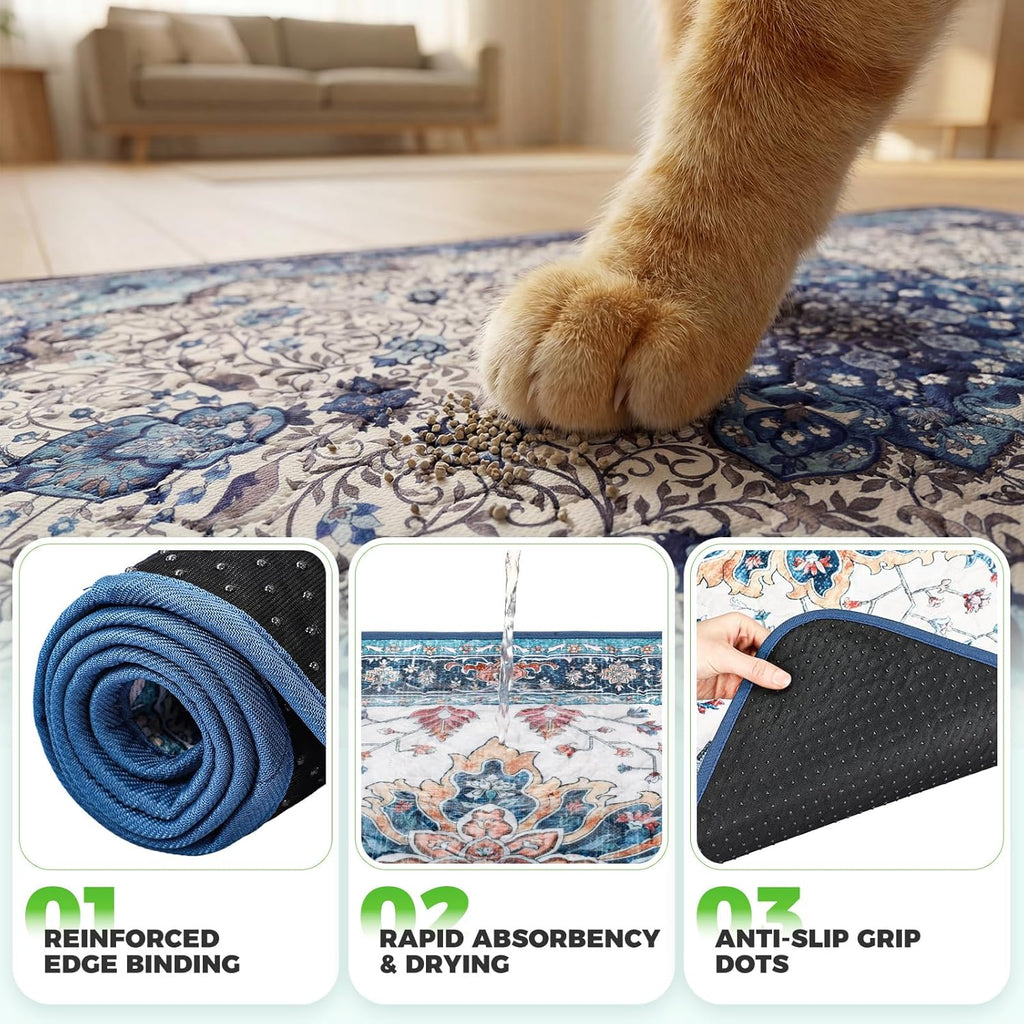 Close up view of the non slip rubber base on the Hompet cat litter mat