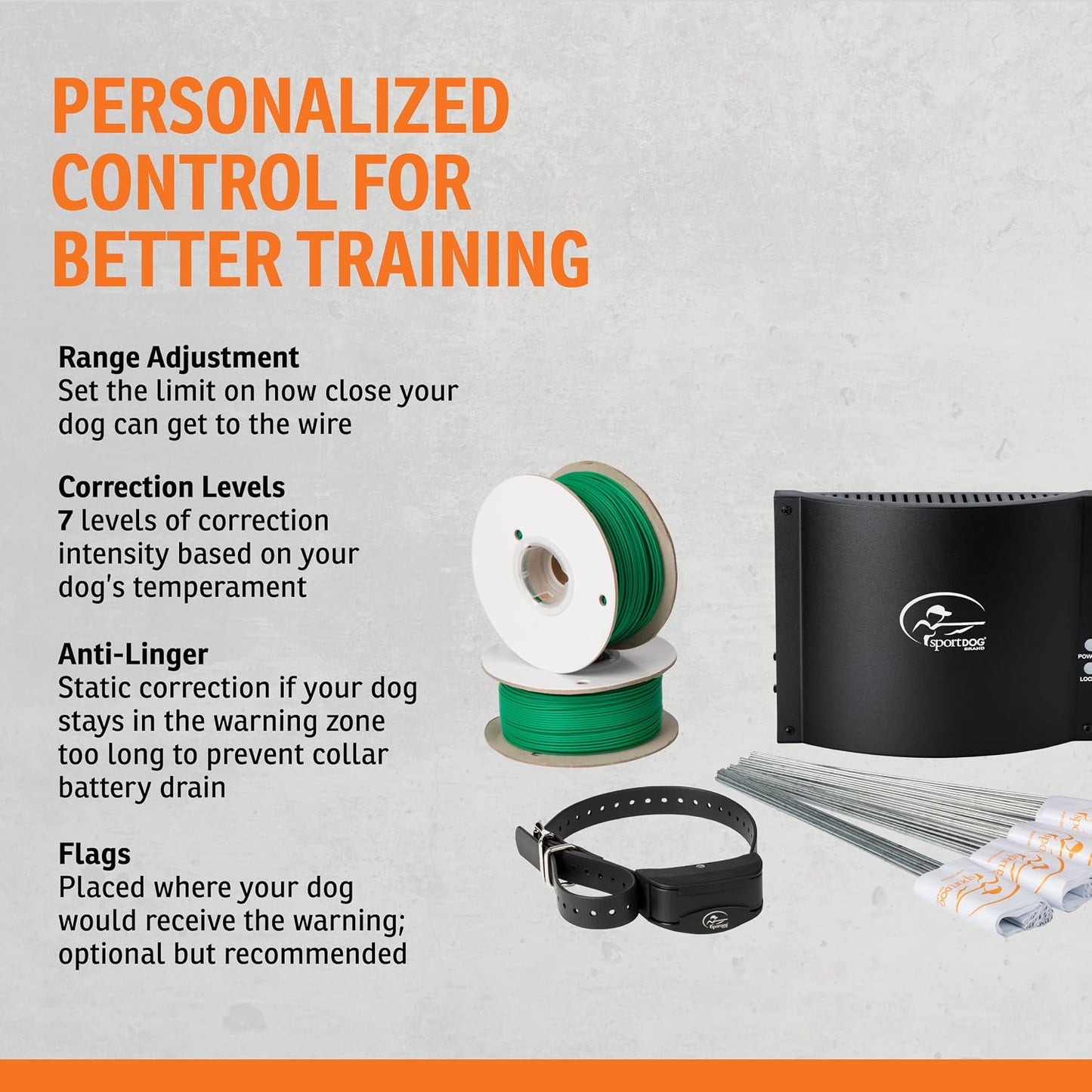 SportDOG in ground boundary kit including one thousand feet of wire and flags