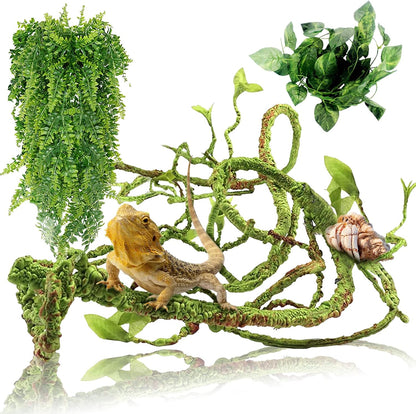 Hamiledyi non-toxic plastic reptile plants for gecko tank