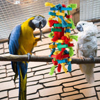 Detailed display of durable cotton rope and colorful wooden block components