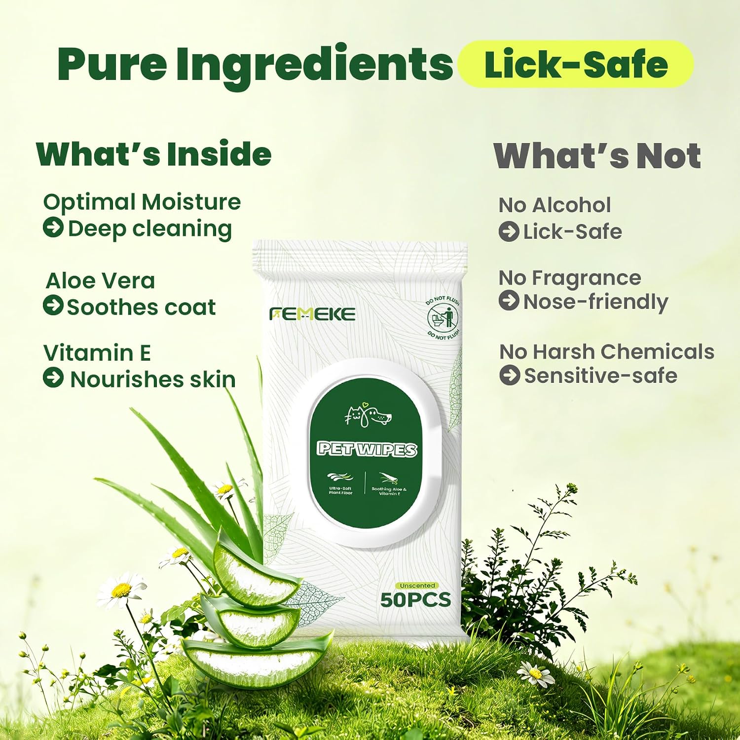 Biodegradable plant fiber pet wipes being used gently to clean muddy dog paws.