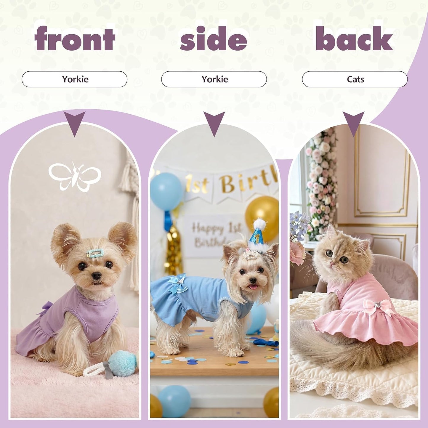 WOYYHO small dog princess clothing purple ruffled skirt look