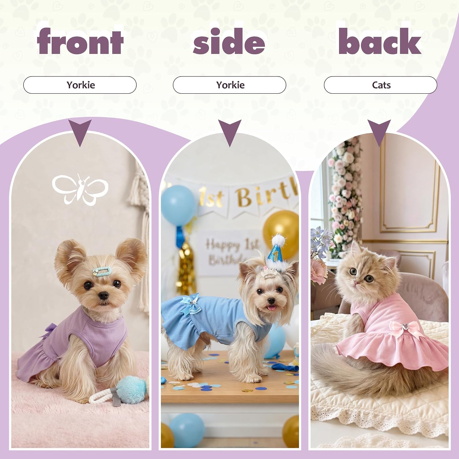 WOYYHO small dog princess clothing purple ruffled skirt look