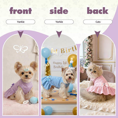 WOYYHO small dog princess clothing purple ruffled skirt look