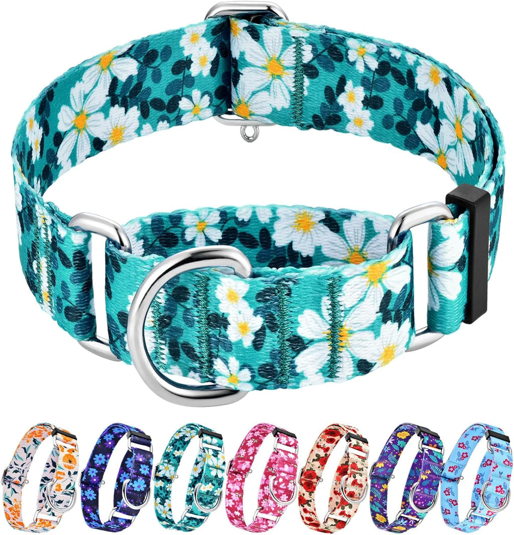 Hikiko Martingale Collar for Dogs with No Buckle Floral Daisy Dog Collars Soft Nylon No Pull Dog Collar for Large Dogs,Green Flower,L - Image 12