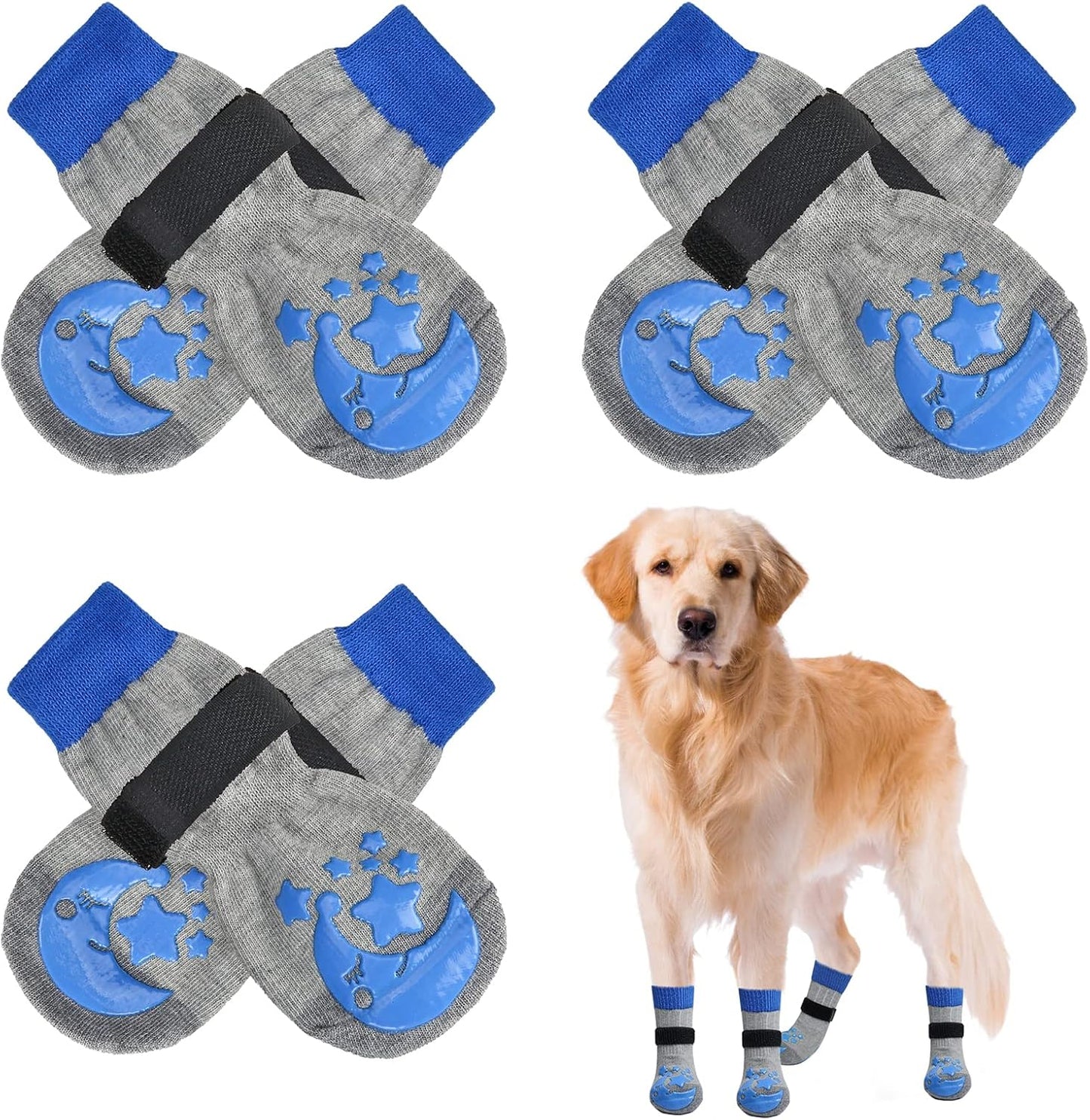 BEAUTYZOO Anti Slip Dog Socks for Small Medium Large Dogs with Grips Straps on Hardwood Floor Protection Wear, Traction Control 3 Pairs Double Side Paw Protector to Prevent Licking for Girl or Boy - Image 12
