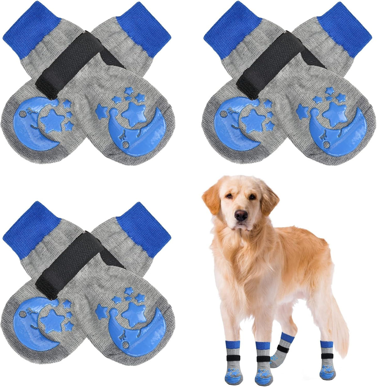 BEAUTYZOO Anti Slip Dog Socks for Small Medium Large Dogs with Grips Straps on Hardwood Floor Protection Wear, Traction Control 3 Pairs Double Side Paw Protector to Prevent Licking for Girl or Boy - Image 12