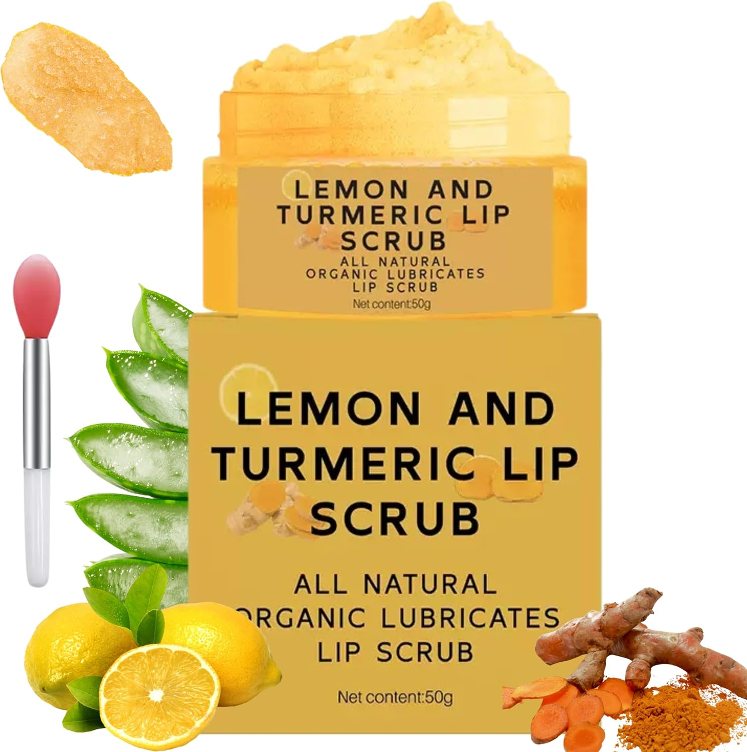 Yjlyqf Turmeric Lemon Lip Scrub 50g jar front view