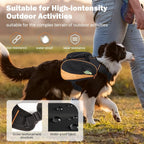 Moysoon dog backpack harness small size loaded with water bottles during an outdoor hiking trip