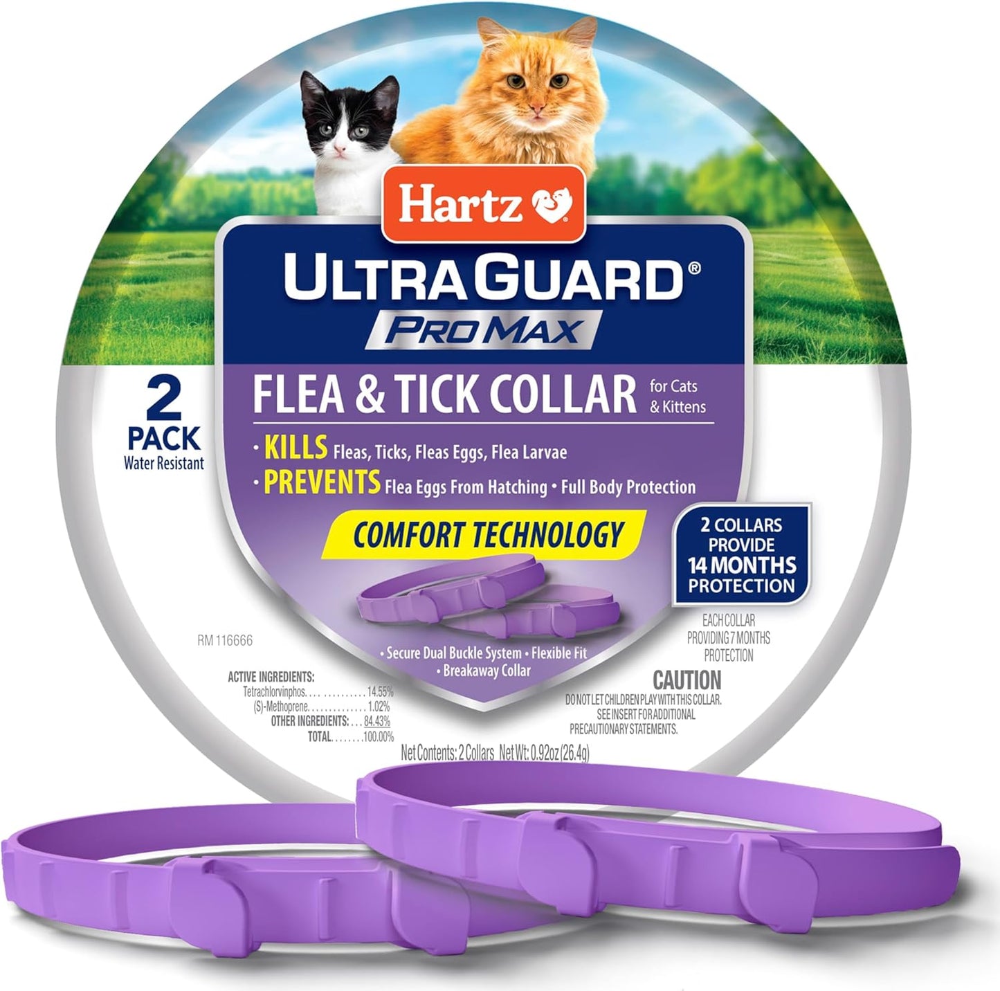 Hartz UltraGuard ProMax Flea and Tick Collar 2-pack front view